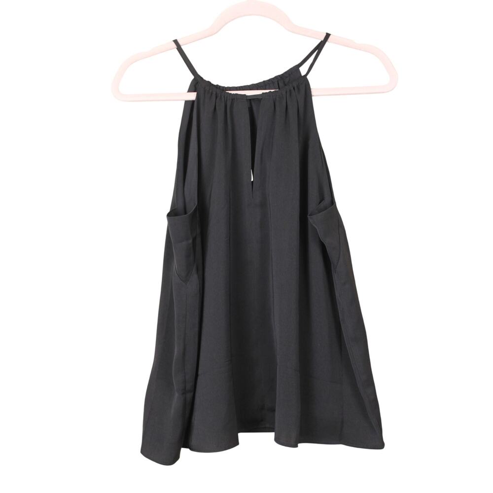 NWT Banana Republic Black Halter Neck Silk‎ Sleeveless Flowy Lined Top Size M